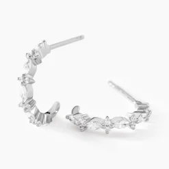 Créoles Naura Argent Blanc Oxyde De Zirconium
