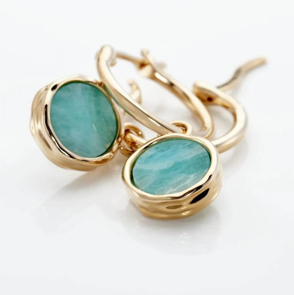 Créoles Plaqué Or Neassa Amazonite