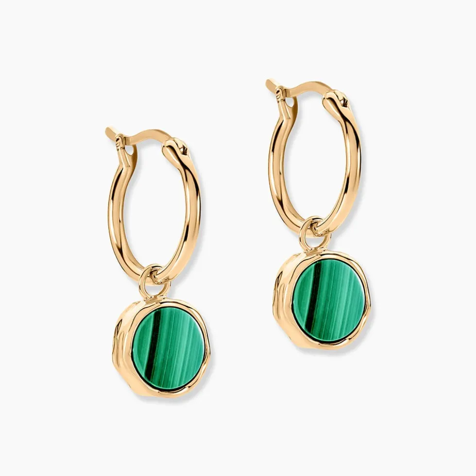Créoles Plaqué Or Neassa Malachite