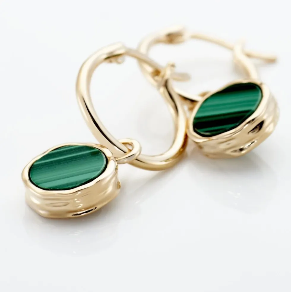 Créoles Plaqué Or Neassa Malachite