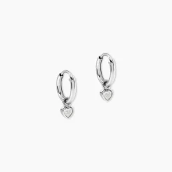 Créoles Querida Argent Blanc Oxyde De Zirconium