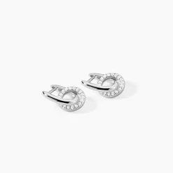 Créoles Riva Argent Blanc Oxyde De Zirconium