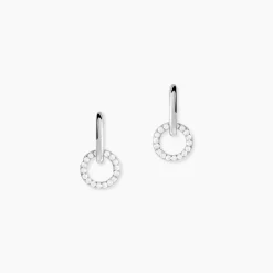 Créoles Riva Argent Blanc Oxyde De Zirconium