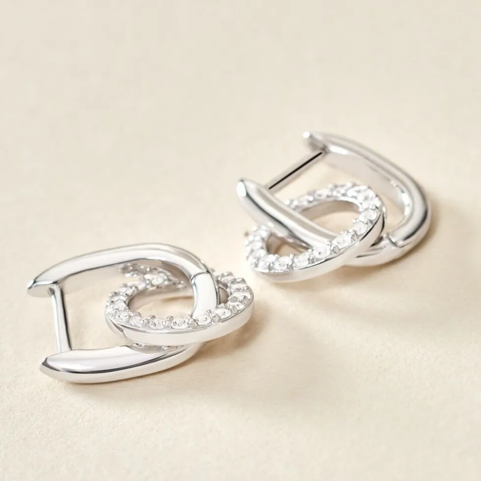 Créoles Riva Argent Blanc Oxyde De Zirconium