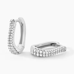Créoles Sattya Argent Blanc Oxyde De Zirconium