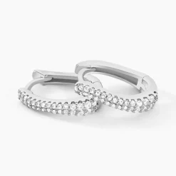 Créoles Sattya Argent Blanc Oxyde De Zirconium