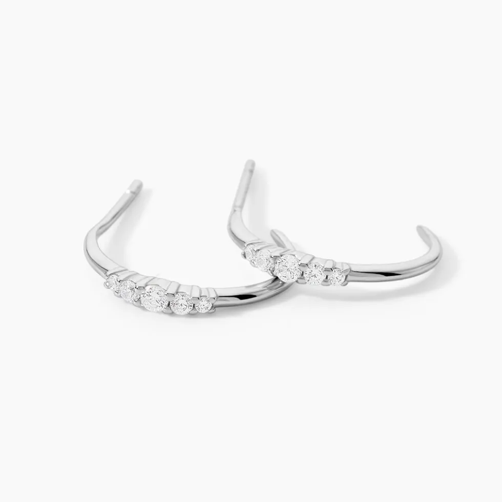 Créoles Anemone Argent Blanc Oxyde De Zirconium