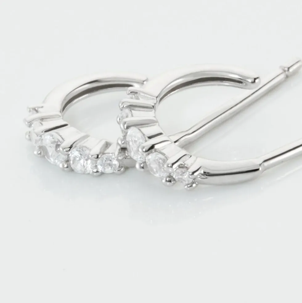 Créoles Anemone Argent Blanc Oxyde De Zirconium
