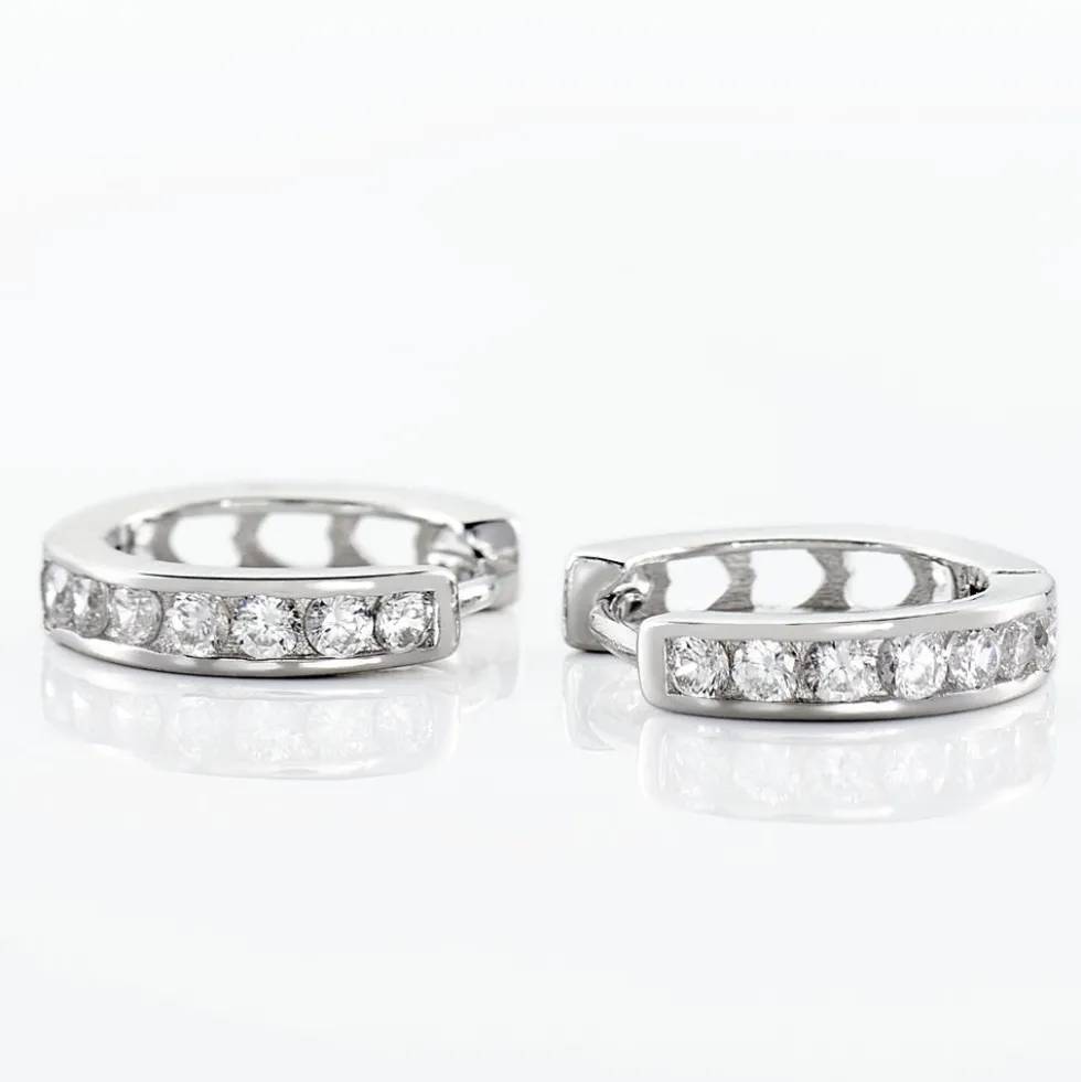 Créoles Anne-sixtine Argent Blanc Oxyde De Zirconium