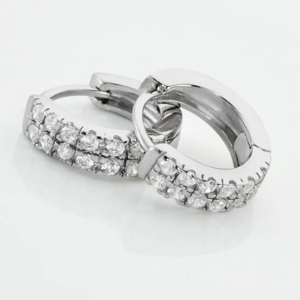 Créoles Argent Blanc Denice Oxydes De Zirconium