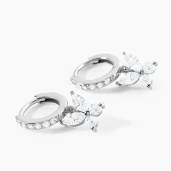 Créoles Argent Blanc Karitate Oxydes De Zirconium