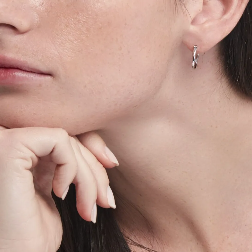 Créoles Argent Blanc Linnette Oxydes De Zirconium