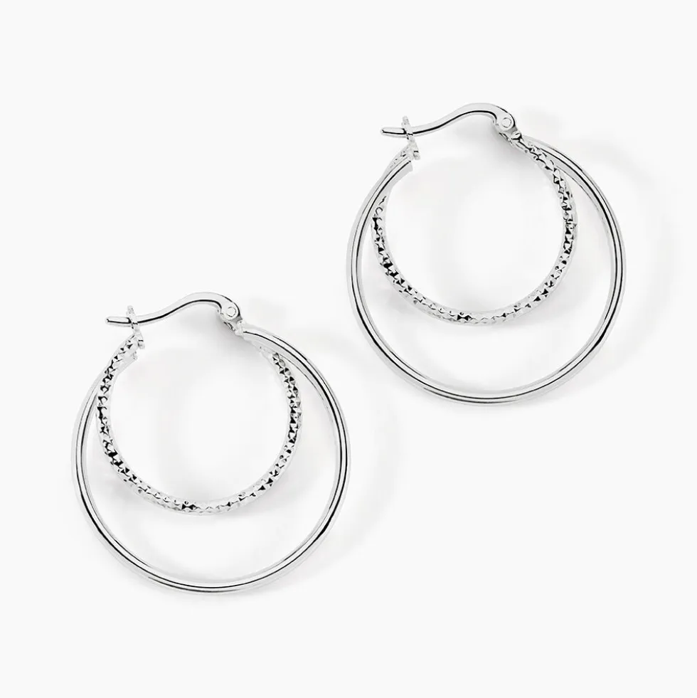 Créoles Argent Blanc Marjorie