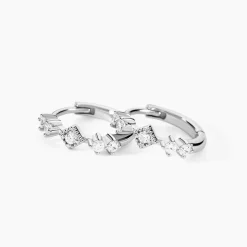 Créoles Astrea Argent Blanc Oxyde De Zirconium