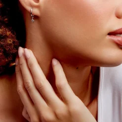 Créoles Astre Precieux Argent Blanc Oxyde De Zirconium