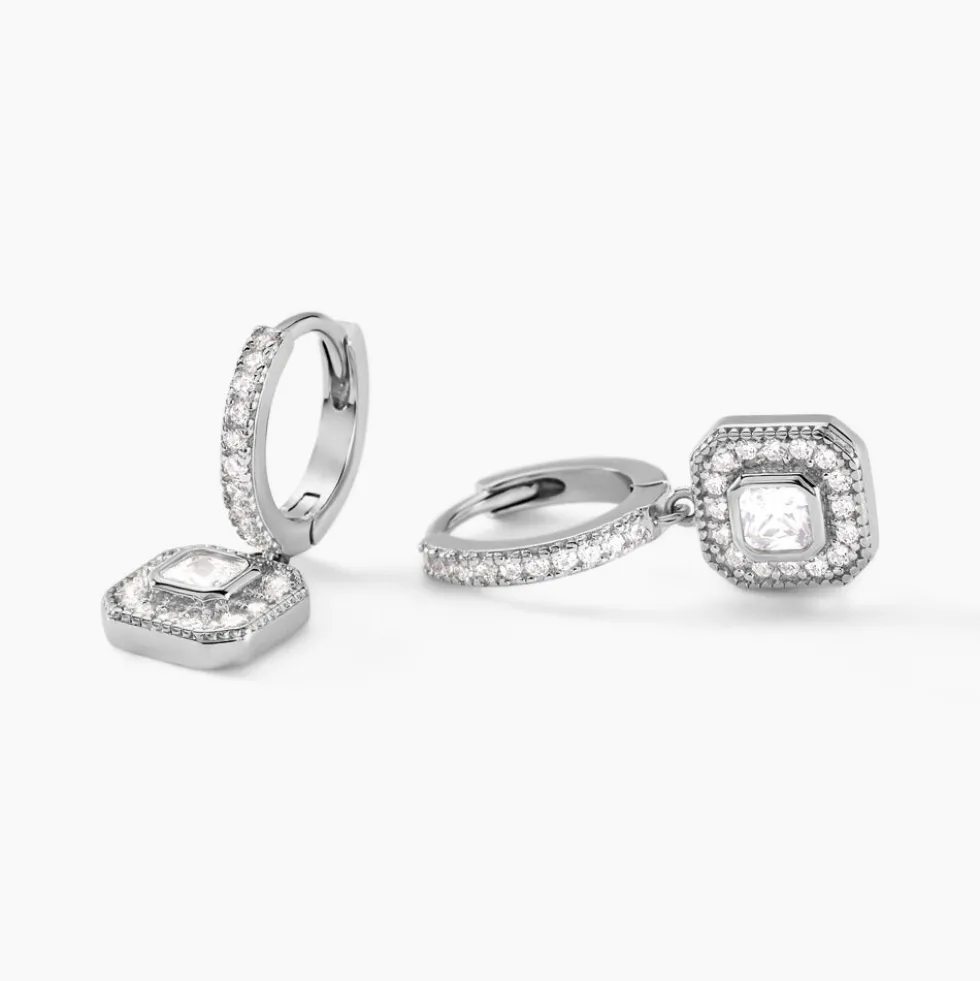 Créoles Baroque Party Argent Blanc Oxyde De Zirconium