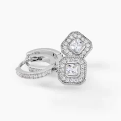 Créoles Baroque Party Argent Blanc Oxyde De Zirconium