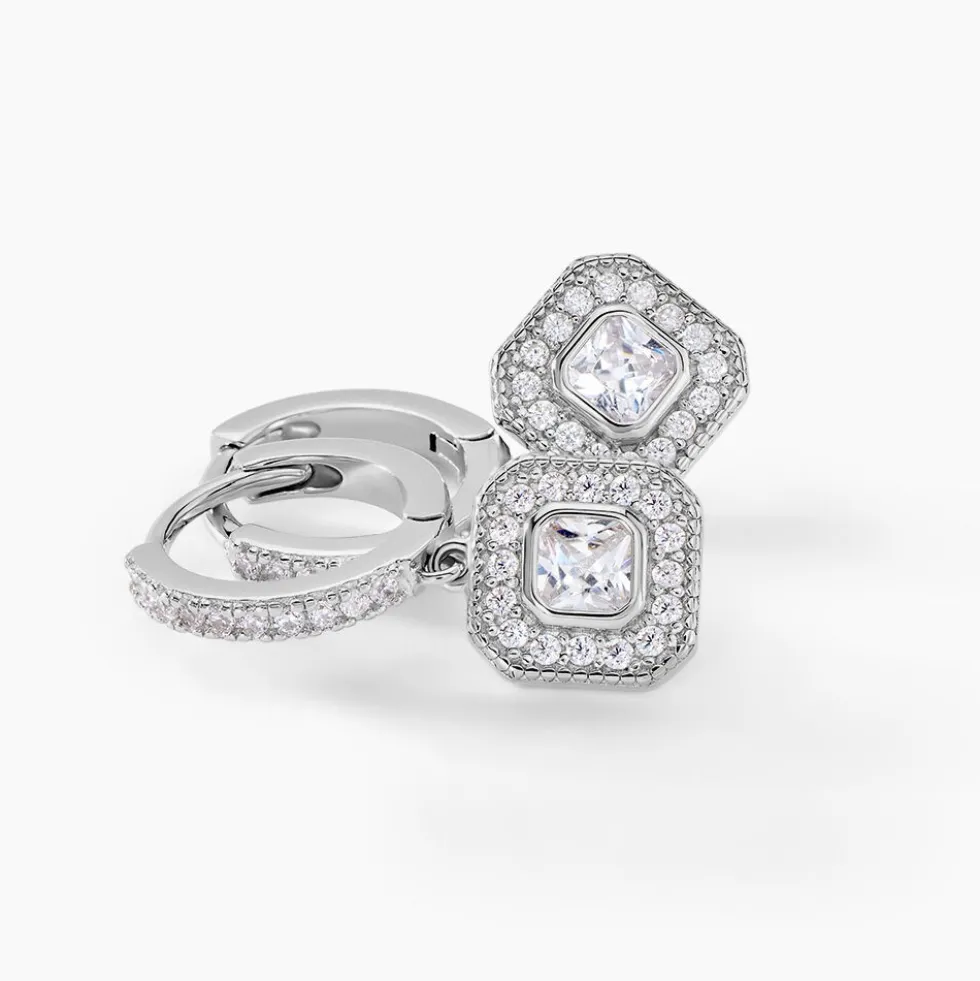 Créoles Baroque Party Argent Blanc Oxyde De Zirconium