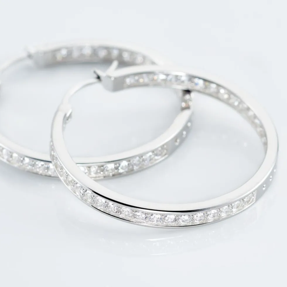 Créoles Classique Argent Blanc Django Oxyde De Zirconium