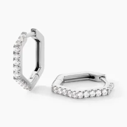 Créoles Corentine Argent Blanc Oxyde De Zirconium