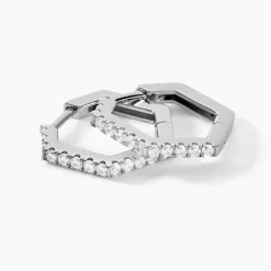 Créoles Corentine Argent Blanc Oxyde De Zirconium