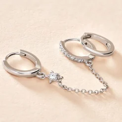 Créoles Dépareillées Suri Argent Blanc Oxyde De Zirconium