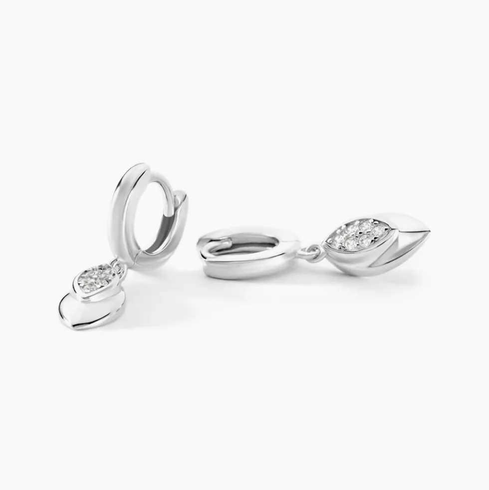 Créoles Duchesse Argent Blanc Oxyde De Zirconium