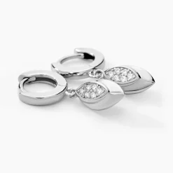 Créoles Duchesse Argent Blanc Oxyde De Zirconium