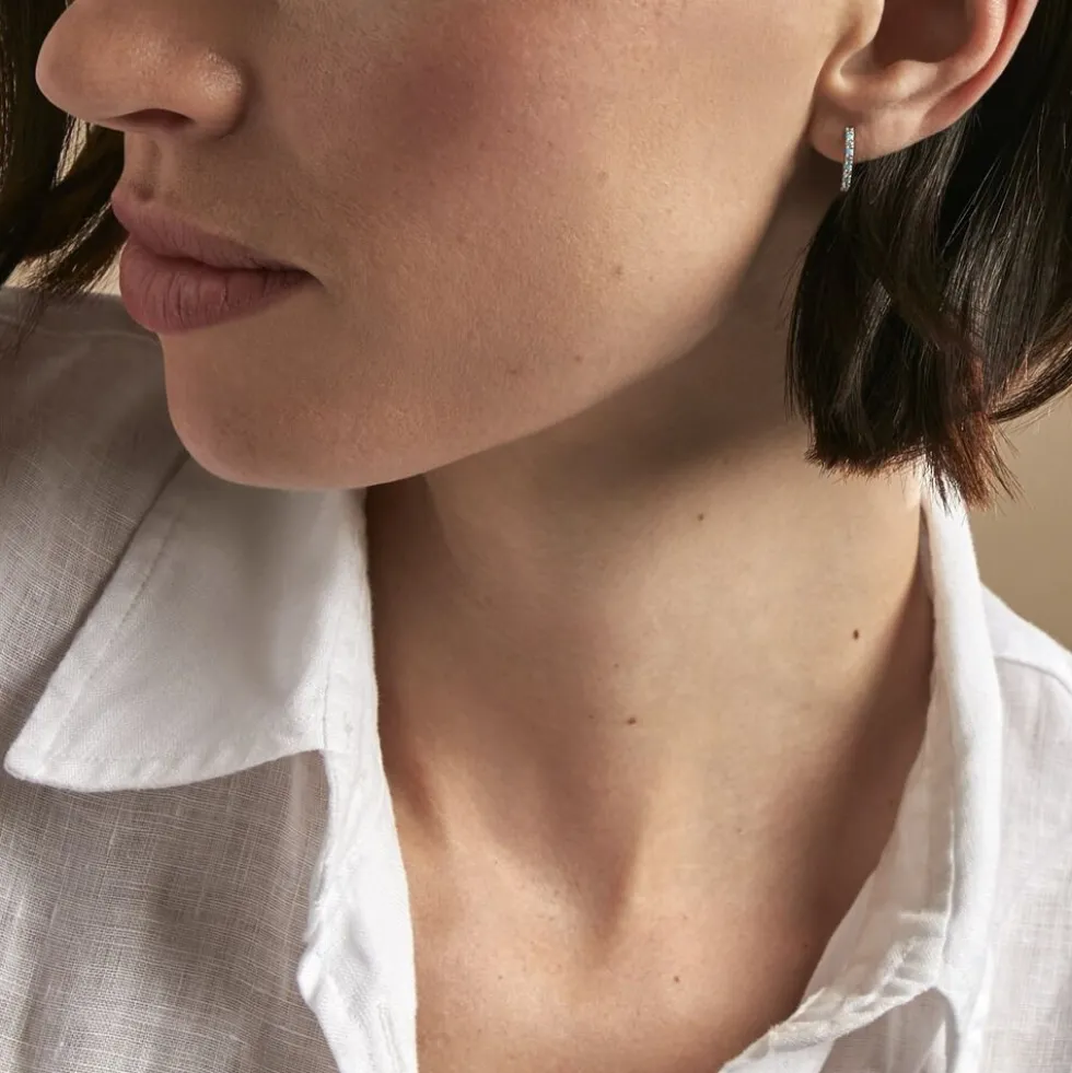 Créoles Elga Argent Blanc Oxyde De Zirconium