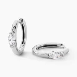 Créoles Ellinor Argent Blanc Oxyde De Zirconium