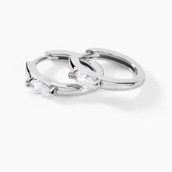 Créoles Ellinor Argent Blanc Oxyde De Zirconium
