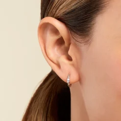 Créoles Ellinor Argent Blanc Oxyde De Zirconium