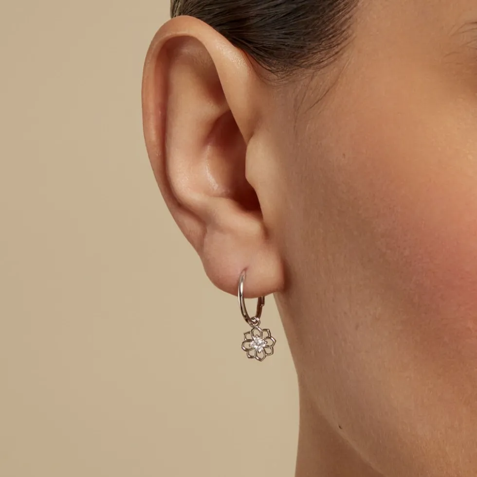 Créoles Embelia Argent Blanc Oxyde De Zirconium