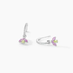 Créoles Evasion Argent Blanc Pierre De Synthese Oxyde De Zirconium