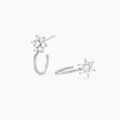 Créoles Galliane Argent Blanc Oxyde De Zirconium