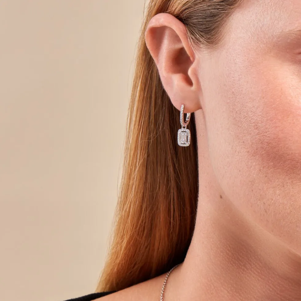 Créoles Gia Argent Blanc Oxyde De Zirconium