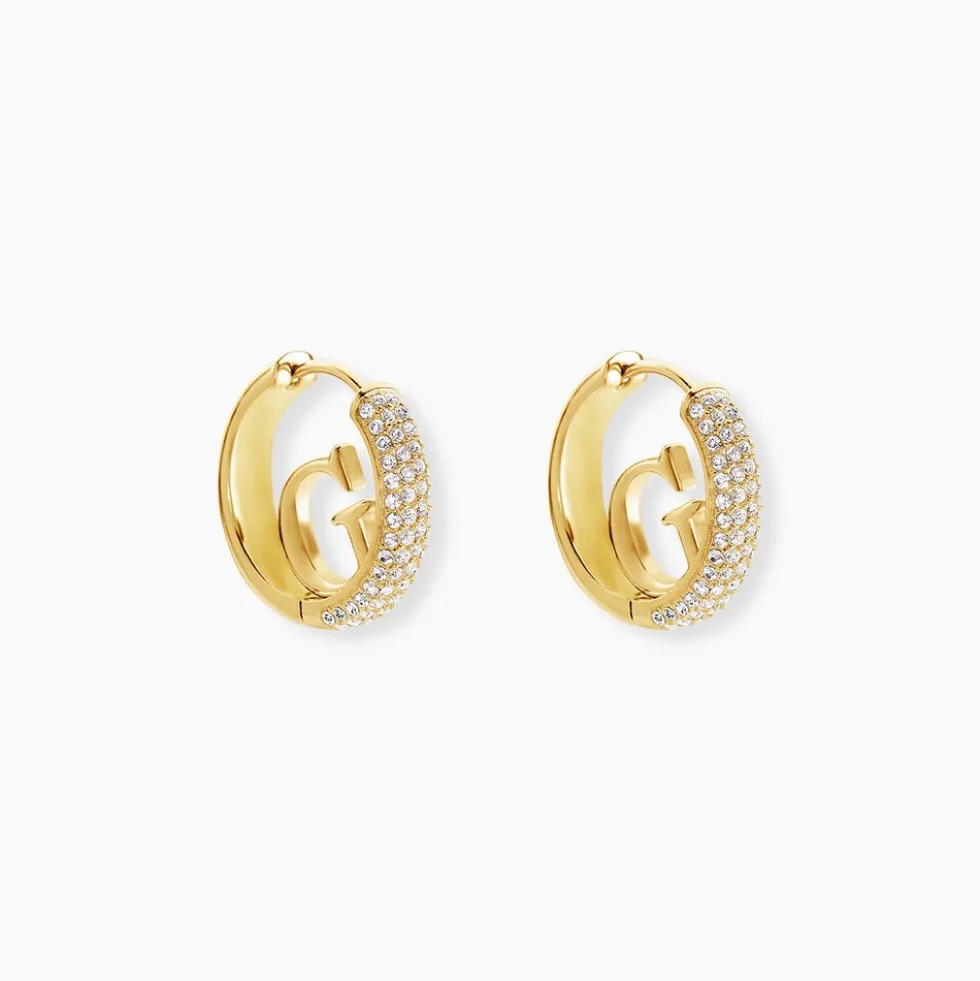Créoles Guess Crazy Earrings Acier Jaune Oxyde De Zirconium