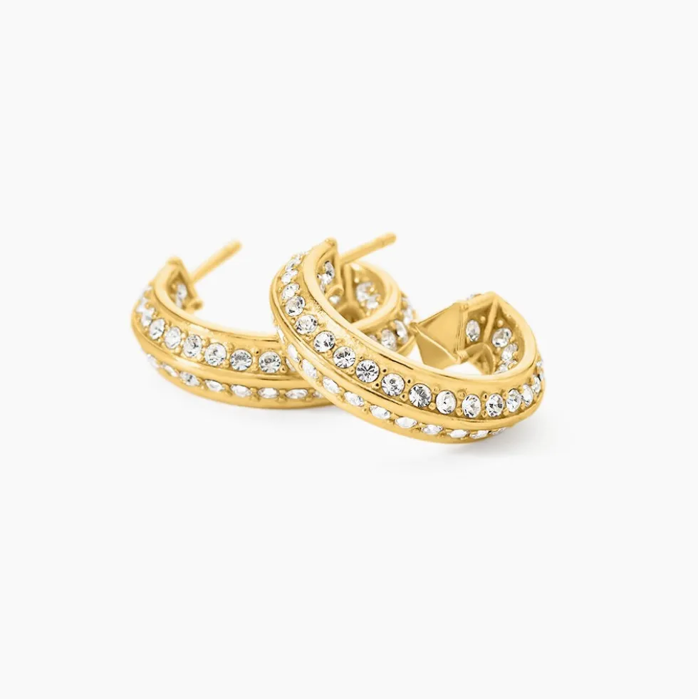 Créoles Guess G Crystal Acier Jaune Oxyde De Zirconium