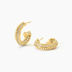 Créoles Guess G Crystal Acier Jaune Oxyde De Zirconium