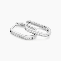 Créoles Haniya Argent Blanc Oxyde De Zirconium