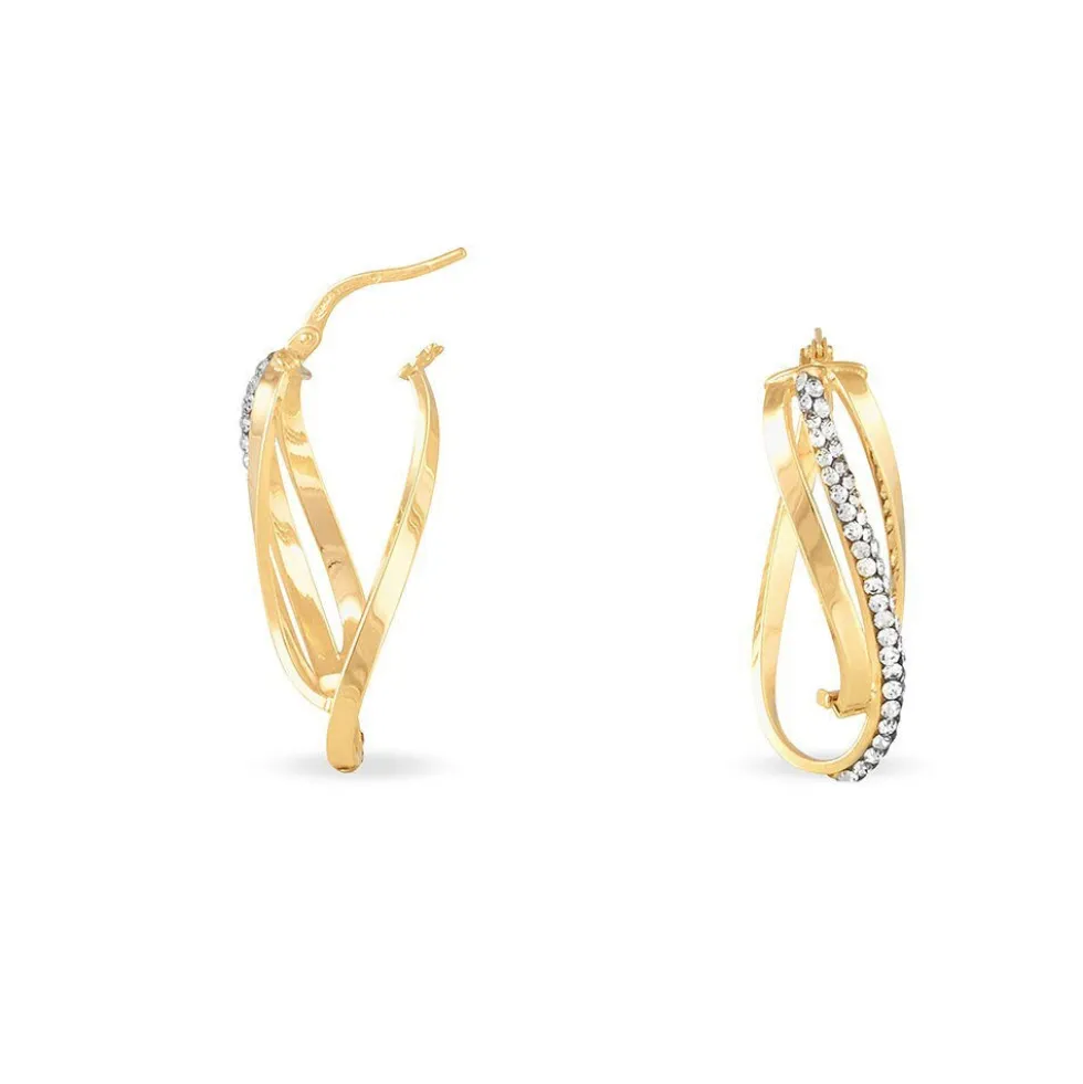 Créoles Hilharriette Or Jaune Strass