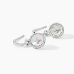 Créoles Izarra Argent Blanc Nacre