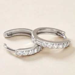 Créoles Jussi Argent Blanc Oxyde De Zirconium