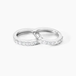 Créoles Jussi Argent Blanc Oxyde De Zirconium