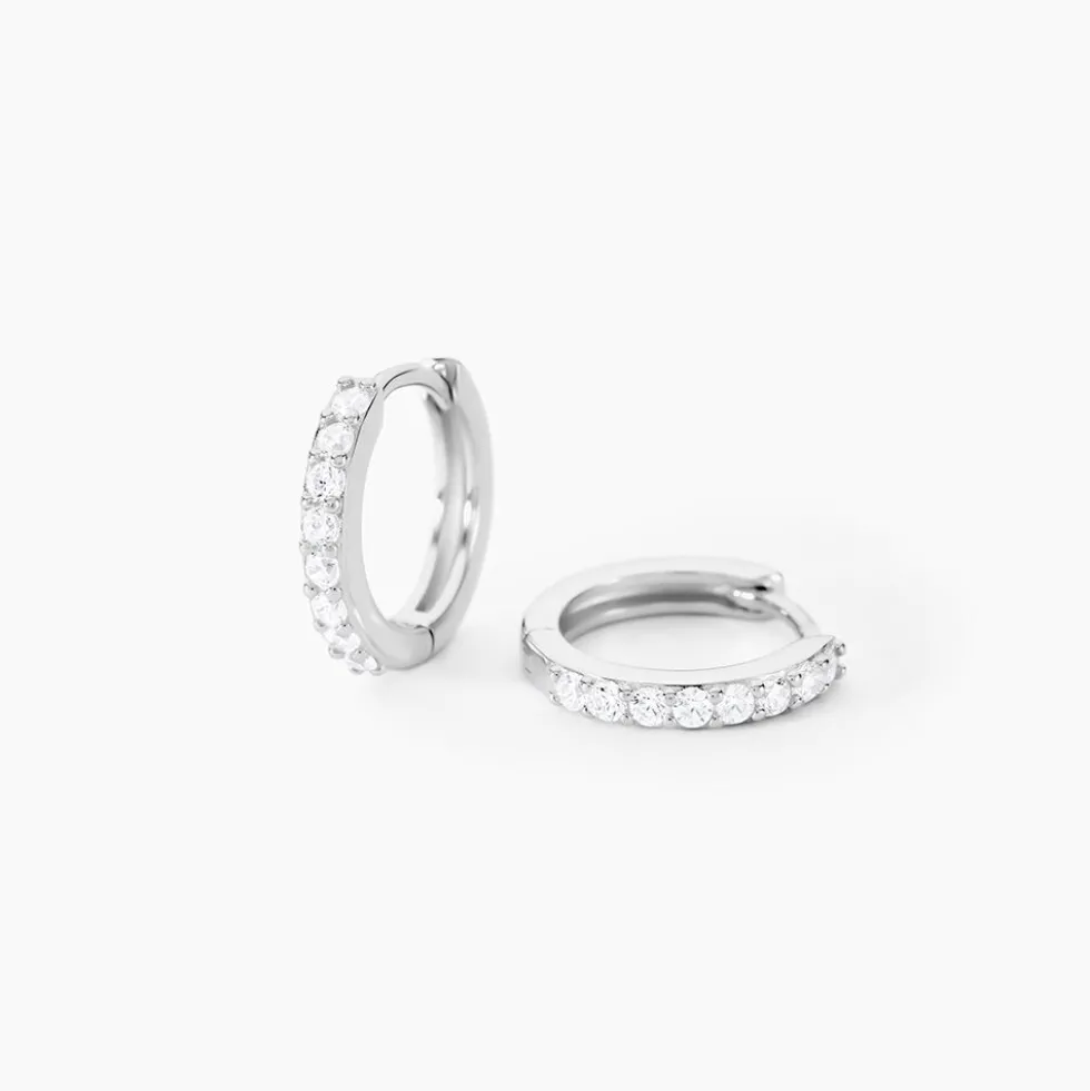 Créoles Jussi Argent Blanc Oxyde De Zirconium