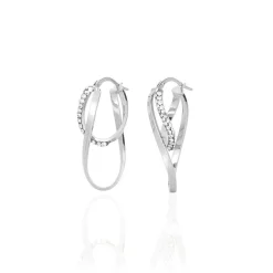 Créoles Luna Or Blanc Strass