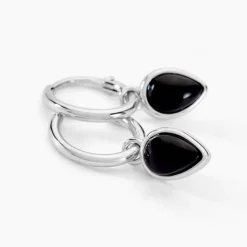 Créoles Mentissa Argent Blanc Agate