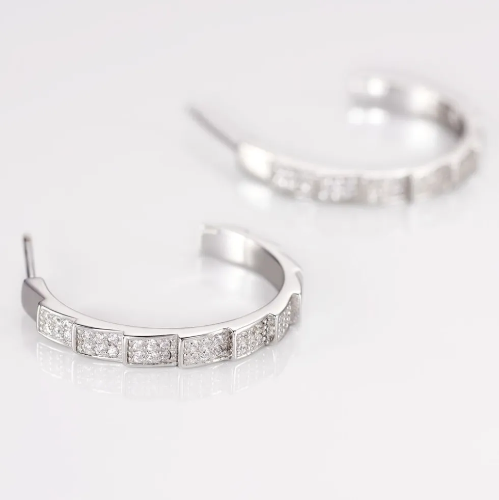 Créoles Nevada Rondes Argent Blanc Oxyde De Zirconium