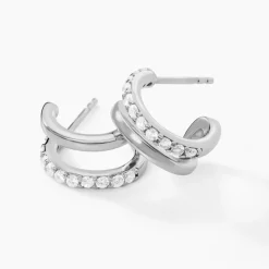Créoles Noalie Argent Blanc Oxyde De Zirconium
