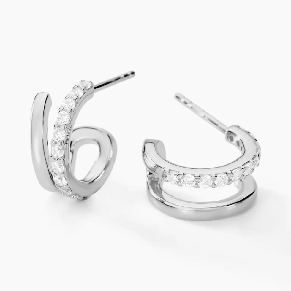 Créoles Noalie Argent Blanc Oxyde De Zirconium
